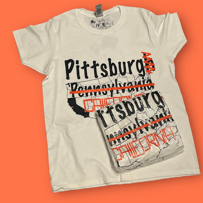 Pittsburg CA Tee (Black/Orange On White)