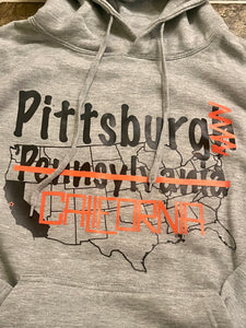 Pittsburg, CA Fleece Hoodie (Black On Gray)