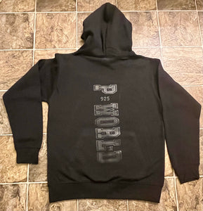 Pittsburg, CA Fleece Hoodie (Black On Black)