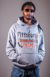 Pittsburg, CA Fleece Hoodie (Black On Gray)